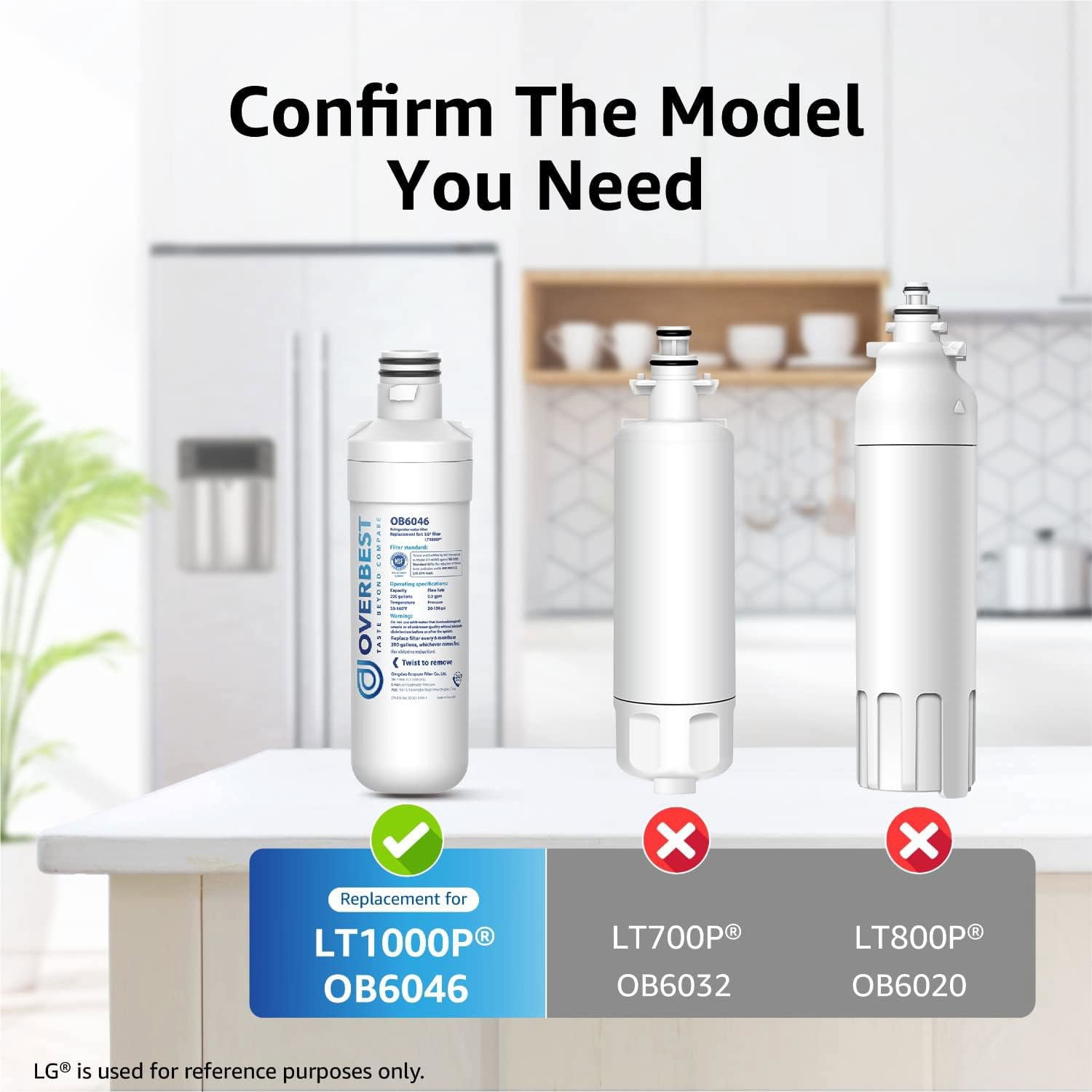 Overbest  ADQ747935 Refrigerator Water Filter and Air Filter, Replacement for , ADQ74793501, ADQ74793502, Kenmore 469980, 9980 and LT120F®, 3 Combo