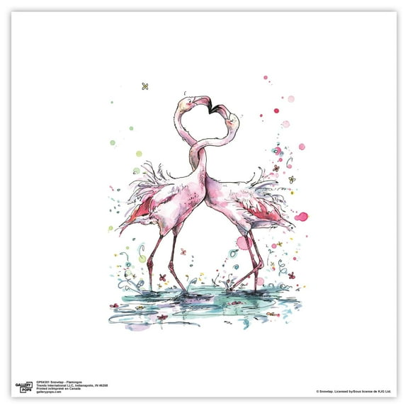 Gallery Pops Snowtap - Flamingos Wall Art, Unframed Version, 12" x 12"