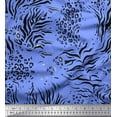 thumbnail image 1 of Soimoi Blue Cotton Duck Fabric Leopard & Tiger Animal Skin Print Sewing Fabric Yard 56 Inch Wide, 1 of 3