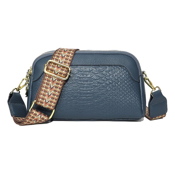 Bolsos Cruzados De Mujer Bolso bandolera de piel de vaca de primera capa con patrón de cocodrilo para el trabajo (azul) Likrtyny Para Estrenar