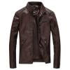 OHMZYZO Men's Faux Leather Jackets Stand Collar Zip Up Biker Motorcycle Jacket Vintage Coats Outwear