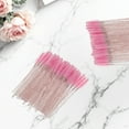 thumbnail image 4 of Unique Bargains 100 Pcs Portable Eyelash Brush for Vacation Pink Faux Crystal Rob Nylon, 4 of 5