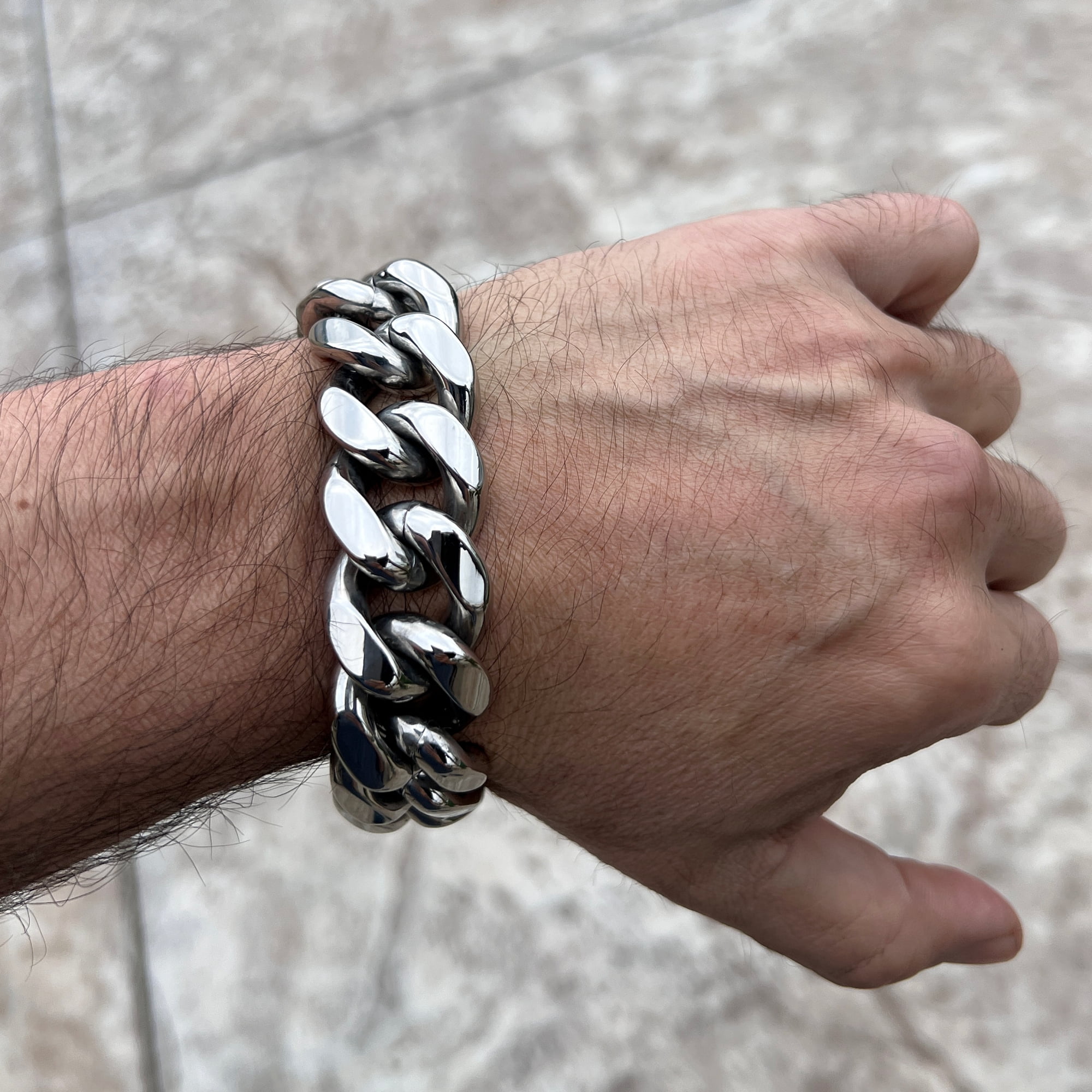 Men's 316L Stainless Steel Miami Cuban Link Heavy Solid Hip Hop Bracelet 22MM Thick 9.5"
