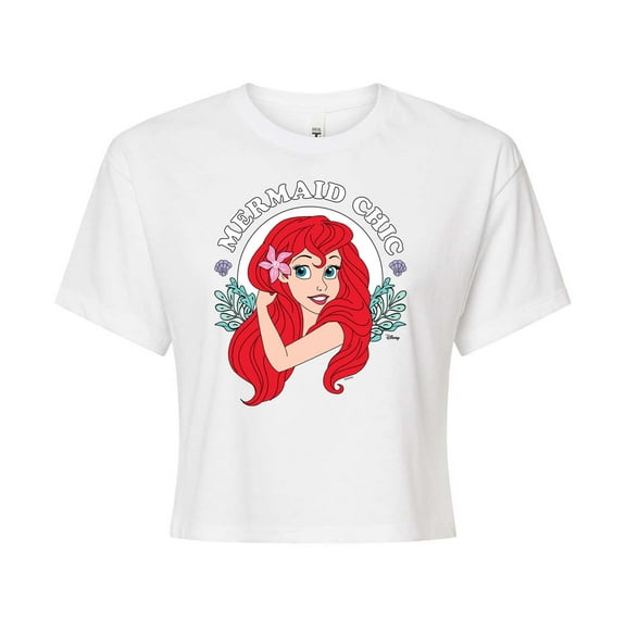 Disney The Little Mermaid - Ariel - Mermaid Chic - Juniors Cropped Cotton Blend T-Shirt