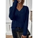 thumbnail image 4 of Remera PRETTYGARDEN Azul Marino Cuello en V Tejido Acanalado M, 4 of 5