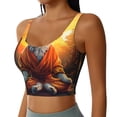 thumbnail image 2 of Salouo Cartoon Puppy Sunset Print Sports Bras for Women,Womens Round Neck Sports Bra Workout Crop Tank Tops Padded with Built in Shelf Yoga Bra-Large, 2 of 8