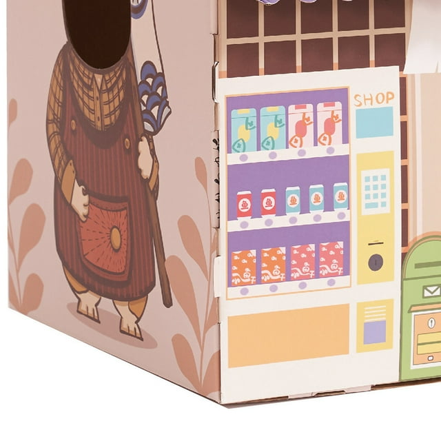 Maison pour Chat en Carton Maison pour Chat en Carton Maison pour Chat Sûre Saine Résistante à l'Usure Maison de Jeu Portable pour Chat avec Herbe à Chat pour Chats