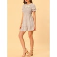 thumbnail image 5 of Allegra K Women's Floral Peter Pan Collar Tie Neck Smocked Puff Sleeve Ruffle Dress, 5 of 6