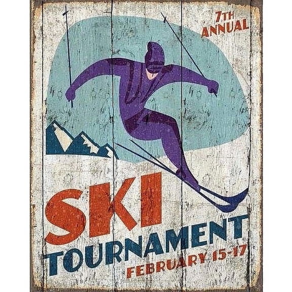 SKI TOURNAMENT Wood 5x7 Box Sign by Sixtrees