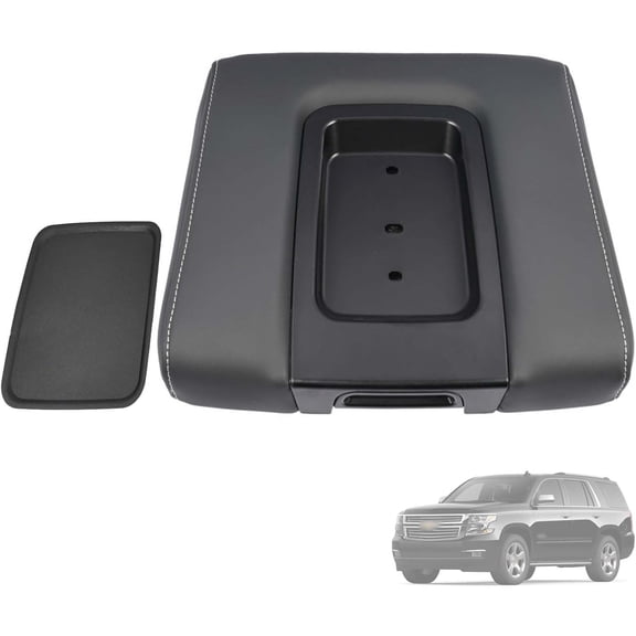 Armrest Lid 22881398 Black Leather Compatible with Chevrolet Tahoe Silverado 1500-3500HD 2014-2020, Cadillac Escalade ESV, GMC Yukon Sierra