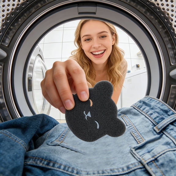 2-in-1 Cute Animal Shaped Lint Catcher, Reusable Laundry Lint Trap and Pet Hair Remover for Washing Machine, Dryer, Furniture, Clothes, Bear, By Preplabs
