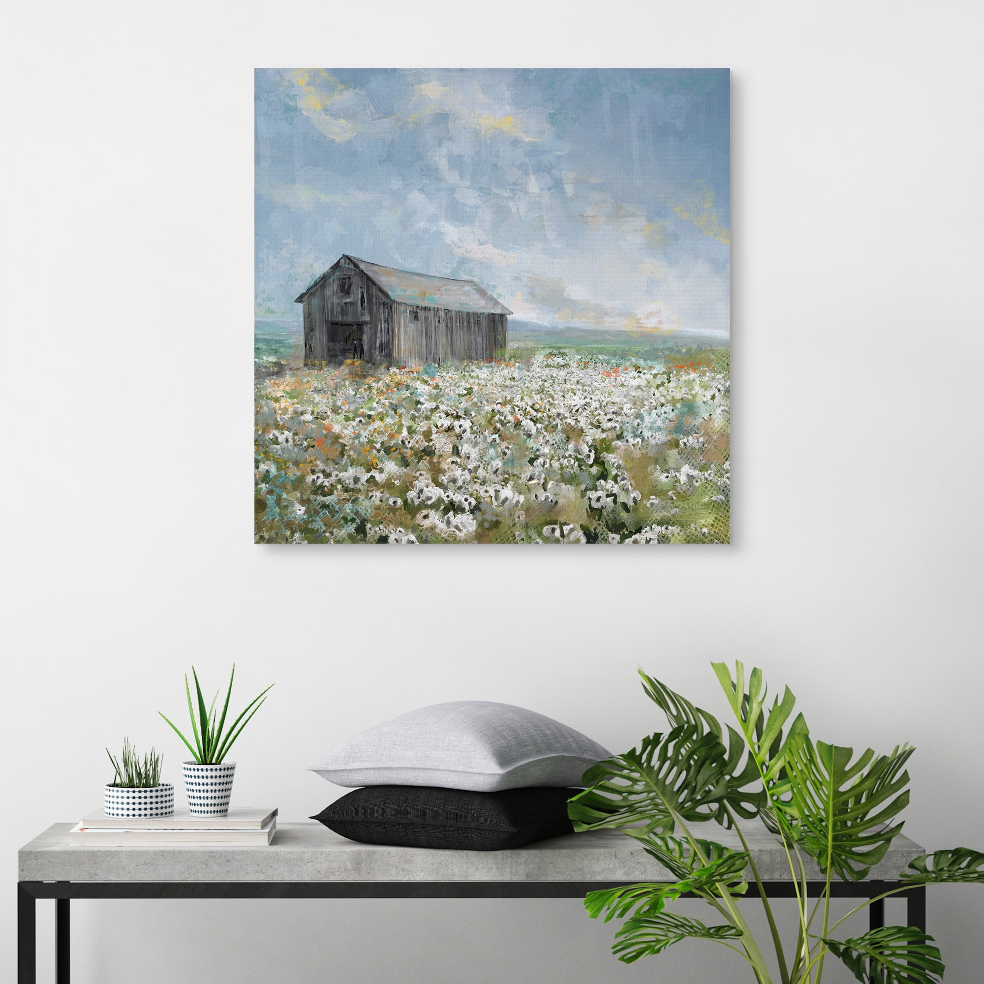 Barn with White Poppies by Studio Arts Canvas Art Print