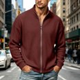 thumbnail image 7 of UDAUDU Men's Full Zipper Cardigan Sweater Casual Stand Collar Cardigan Corduroy Sweatshirt Long Sleeve Sweater Wine 2XL, 7 of 7