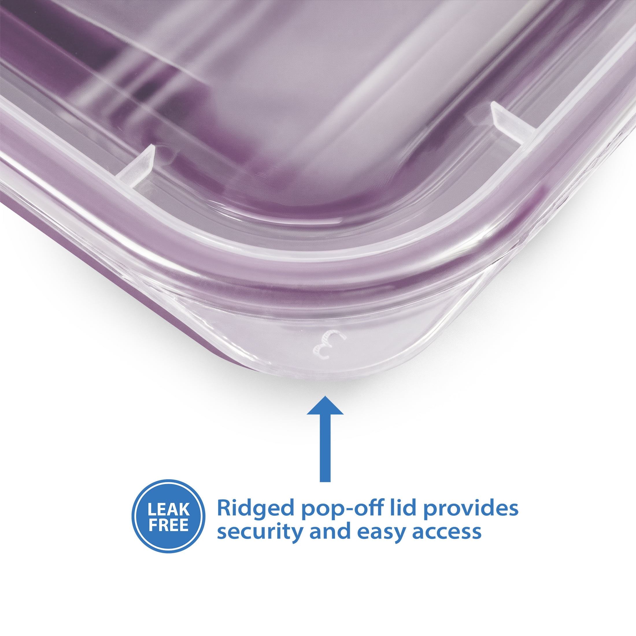 Mainstays 5-Pack 3-Compartment BPA-Free Plastic Meal Prep Food Storage Containers, 1.2L, Lilac Bloom