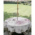 thumbnail image 2 of Outdoor Tablecloth with Umbrella Hole Zipper Pink Chic Floral Round Tablecloth 60" Waterproof Outside Table Cloth Spring Flower Garden Farmhouse Patio Table Cover Tablecloths for Picnic Party, 2 of 8
