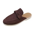 thumbnail image 2 of Ladies 2026 Summer Flat Shoes Ethnic Solid Color Closed Toe Backless Mules Soft Sole Lightweight Cushioned Orthopedic Arch Support Wide Toe Box Comfort Walking Daily Footwear Brown 39, 2 of 9
