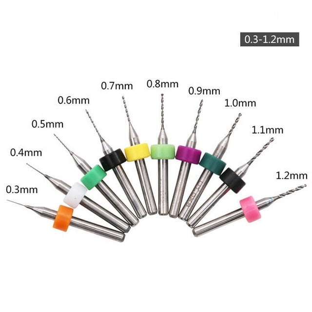 Bgsha 10PCS 0.1-1.2mm Bits Drill Set PCB Circuit Micro Small Board Print Carbide