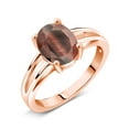 thumbnail image 2 of Gem Stone King 1.50 Ct Oval Red Tiger Eye 18K Rose Gold Plated Silver Ring, 2 of 4