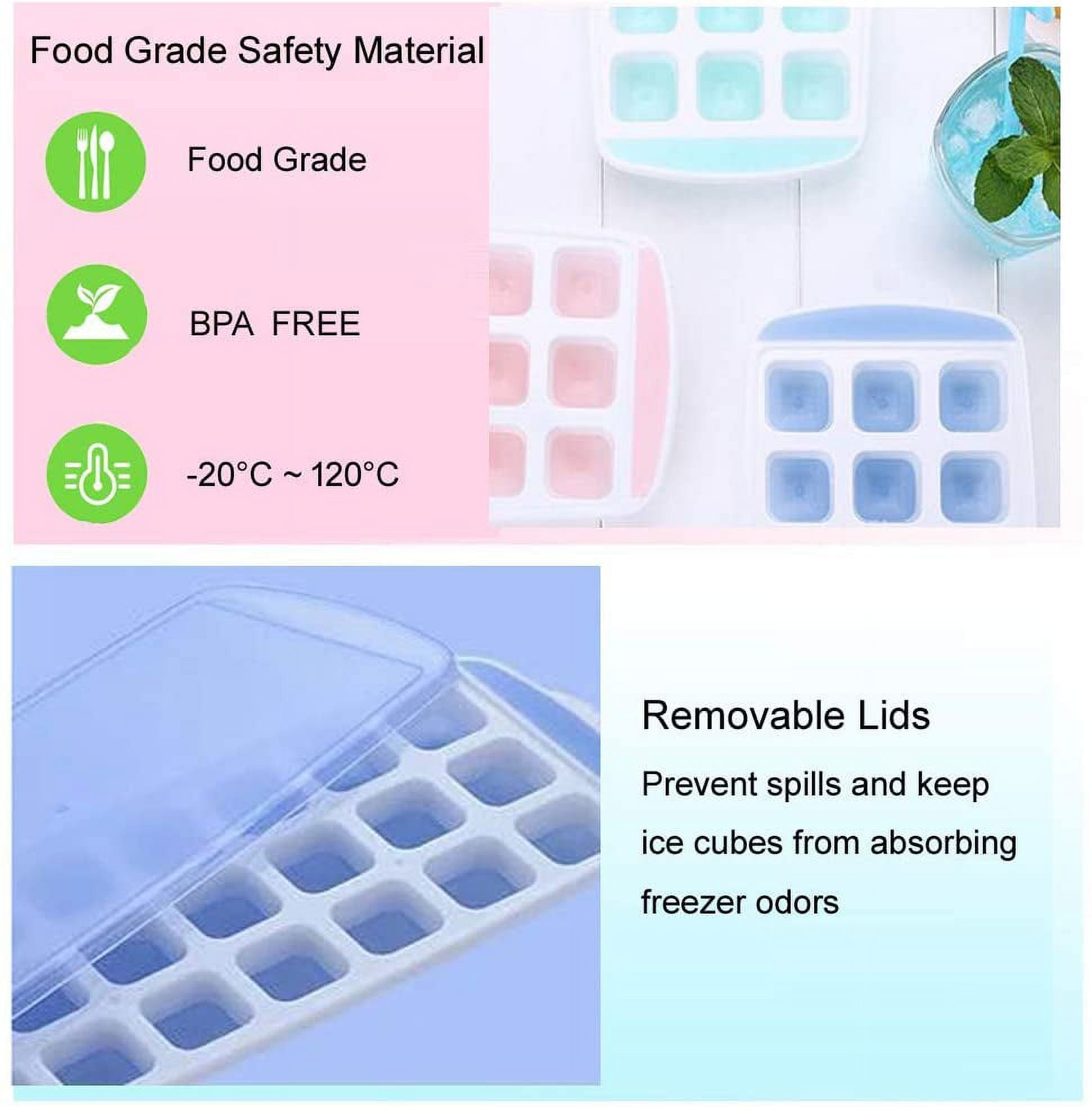 Kepooman BPA Free Silicone 63-Ice Cube Mold with Lid for Freezing Ice, Multi-color Kepooman BPA Free Silicone 63-Ice Cube Mold with Lid for Freezing Ice, Multi-color