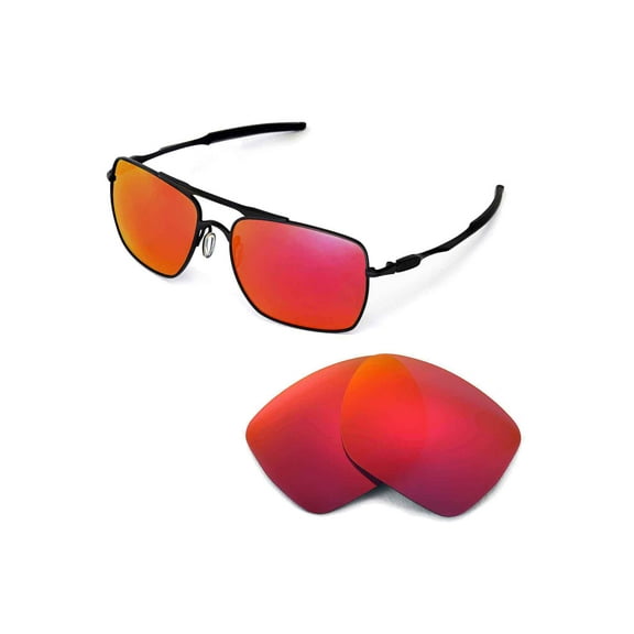Walleva Fire Red Polarized Replacement Lenses for Oakley Deviation Sunglasses