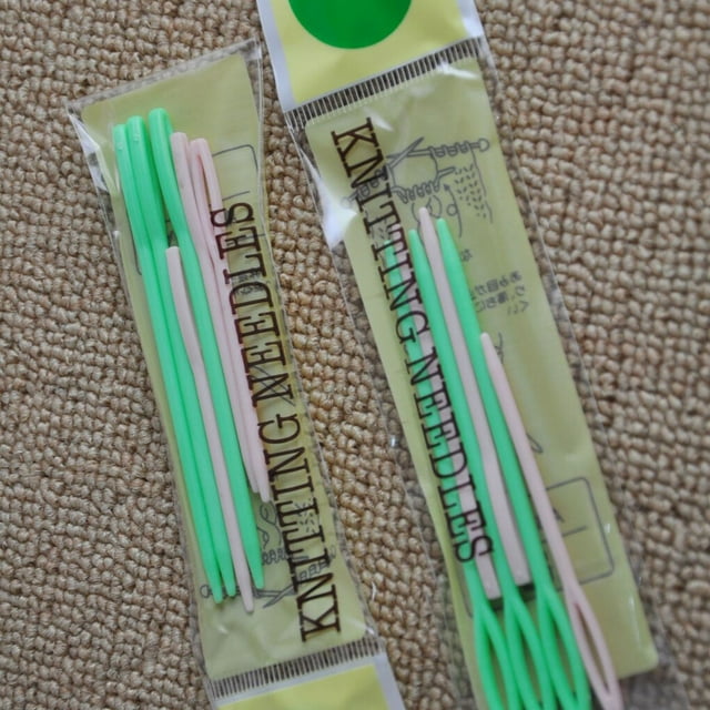 6pcs Large-Eye Plastic Needles Weaving Sewing Knitting Needles Colorful