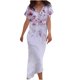 thumbnail image 1 of Vestido de playa con cuello en V y manga corta informal estampado a la moda de verano para mujer Fridja  bnh3927, 1 of 4