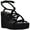 Black, variant on Womens Orange Textured Rope Wrapped 1" Platform Padded Adjustable Strap Ankle Strap Natesha Round Toe Wedge Buckle Heeled Sandal 7 M