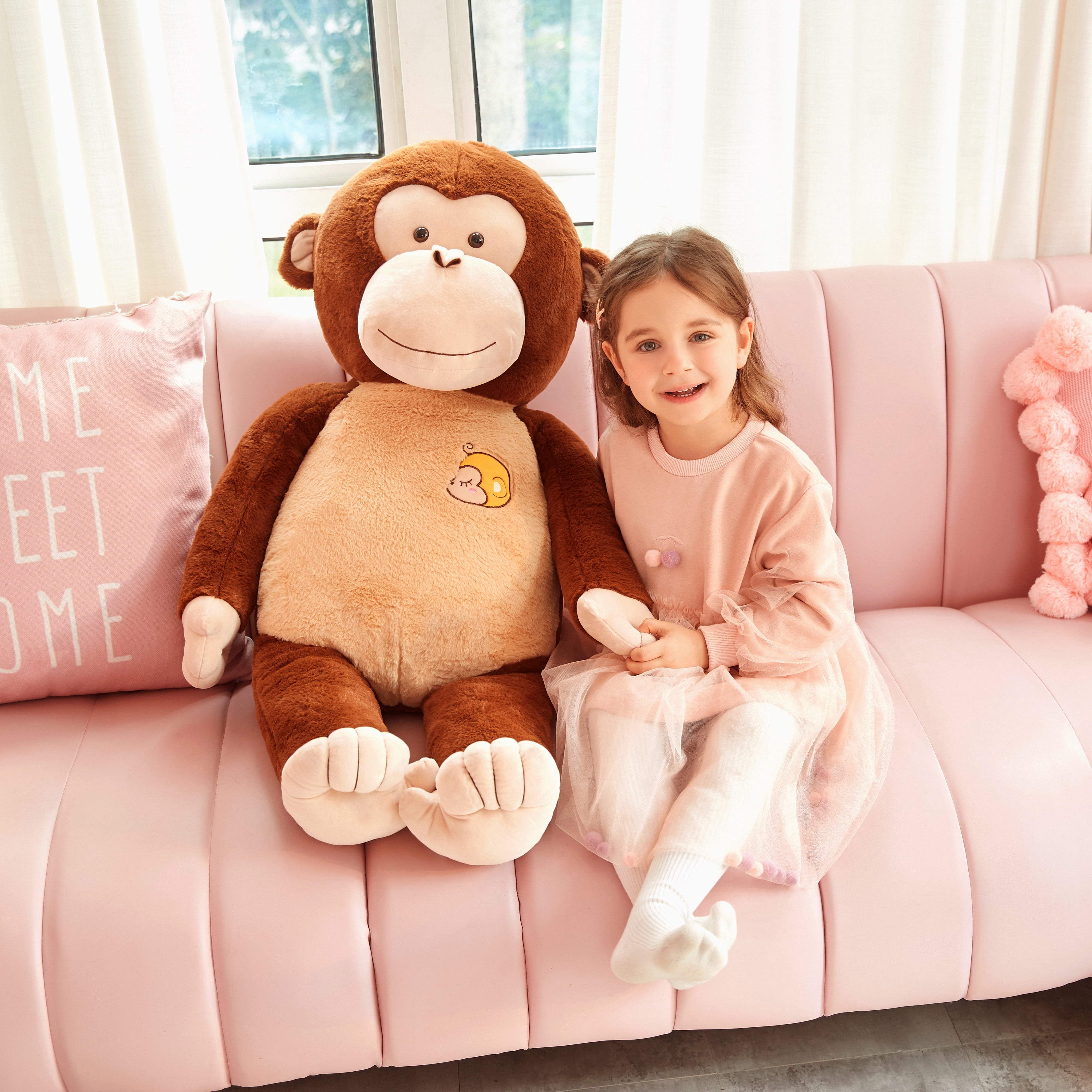 IKASA Giant Monkey Stuffed Animal Plush Toy,Large Jumbo 30" Brown Huge Cute Soft Toys,Big Size Fluffy Plushy Fat Oversized Plushie,Gifts for Kids Girls Boys Girlfriend Children