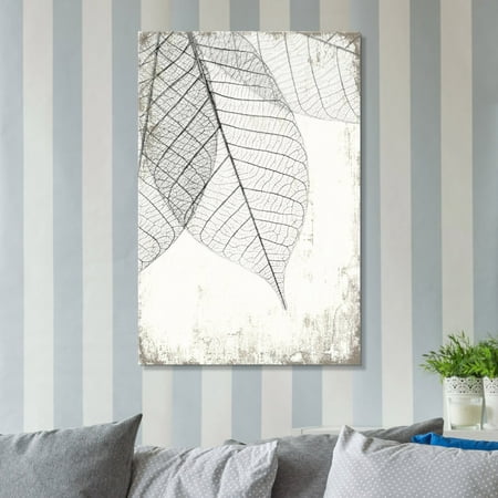 wall26 Canvas Wall Art - Black and White Leaf Vein on ...