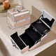 thumbnail image 5 of FRENESSA Estuche de Maquillaje Caja de Cosméticos Portátil Organizador de Joyas Bandejas de 2 Niveles con Cerradura con Llaves y Espejo con Asa Caja de Almacenamiento de Maquillaje - Oro Rosa, 5 of 5