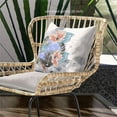 thumbnail image 3 of Flamingo with Flower Indoor/Outdoor Pillow in Gray Blue Orange 20x20, 3 of 5