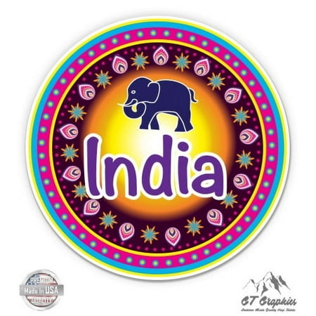 India - 3" Vinyl Sticker - For Car Laptop I-Pad Phone Helmet Hard Hat - Waterproof Decal