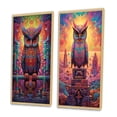 thumbnail image 3 of Designart "Colorful Owl Gaze in Purple and Yellow" Animals Owl Framed Wall Art Set Of 2 - Children's Art Purple Gallery Wall Frame Set For Home Decor, 3 of 6