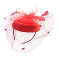 thumbnail image 2 of Elegant fascinators hat flower feather hair accessories headband headwear women Red, 2 of 9