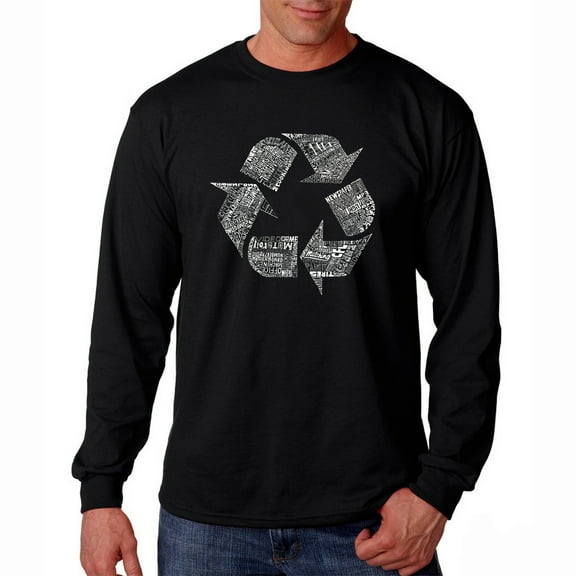 LA Pop Art Men's Word Art Long Sleeve T-shirt - 86 RECYCLABLE PRODUCTS
