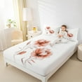 thumbnail image 4 of jejeloiu Watercolor Floral Queen Sheet Sets,Retro Flower Blossom Flat Sheet,White Orange Queen Fitted Sheet For Teens,Breathable Home Decor,4-Piece, 4 of 7