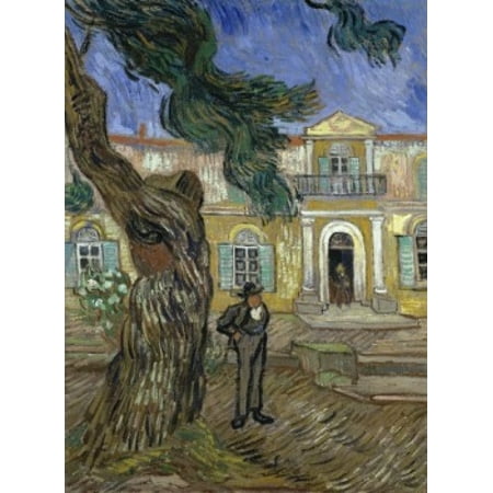 Tree & Man (Saint Paul Hospital at Saint Remy)  1889  Vincent van Gogh (1853-1890 Dutch)  Oil on canvas Musee dOrsay Paris Canvas Art - Vincent van Gogh (24 x
