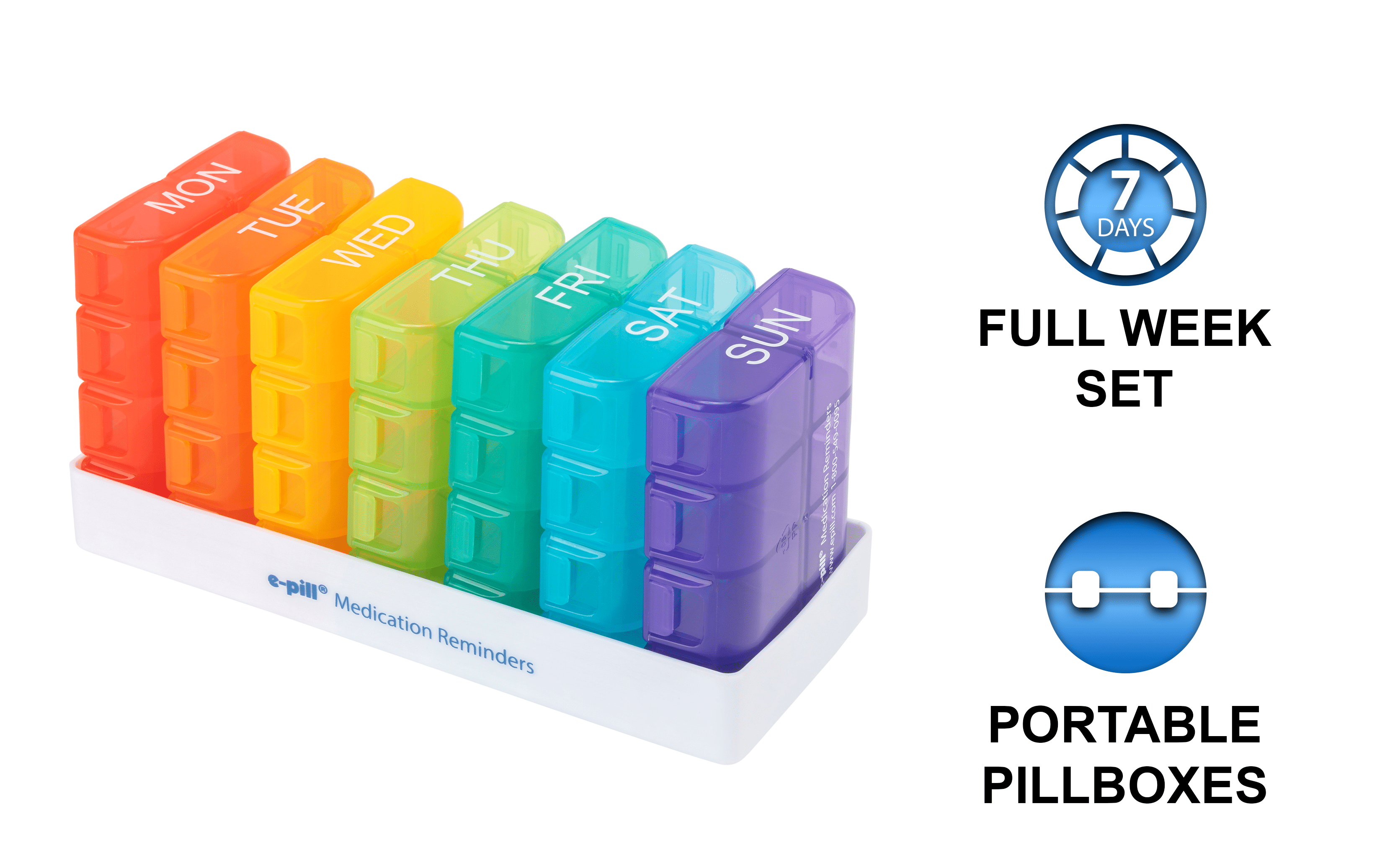 e-Pill 8 Times a Day x 7 Day Large Weekly Pill Organizer - Multicolor