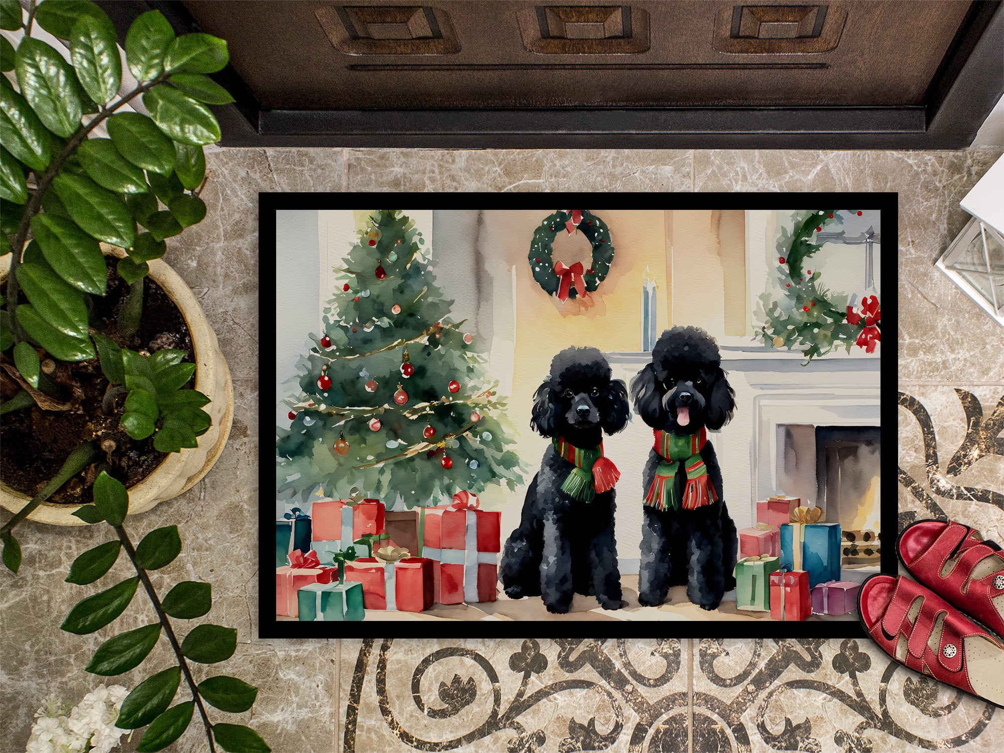 Carolines Treasures DAC2725MAT 18 x 27 in. Poodle Cozy Christmas Doormat