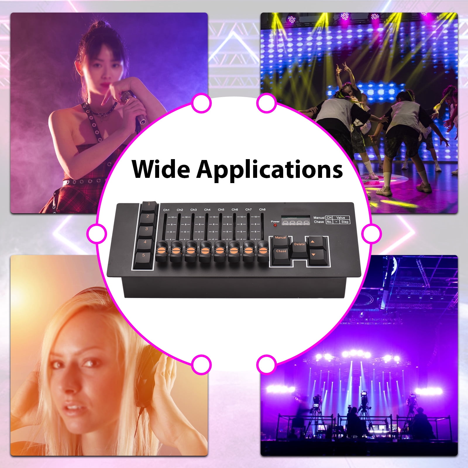 DMX Controller DMX 512 40 Channel Stage DJ Light Controller for DJ Lights Party Light Shows Disco Pub Light Controller Console Panel with Power-off Memory Type-C Rechargeable DMX Light Controller