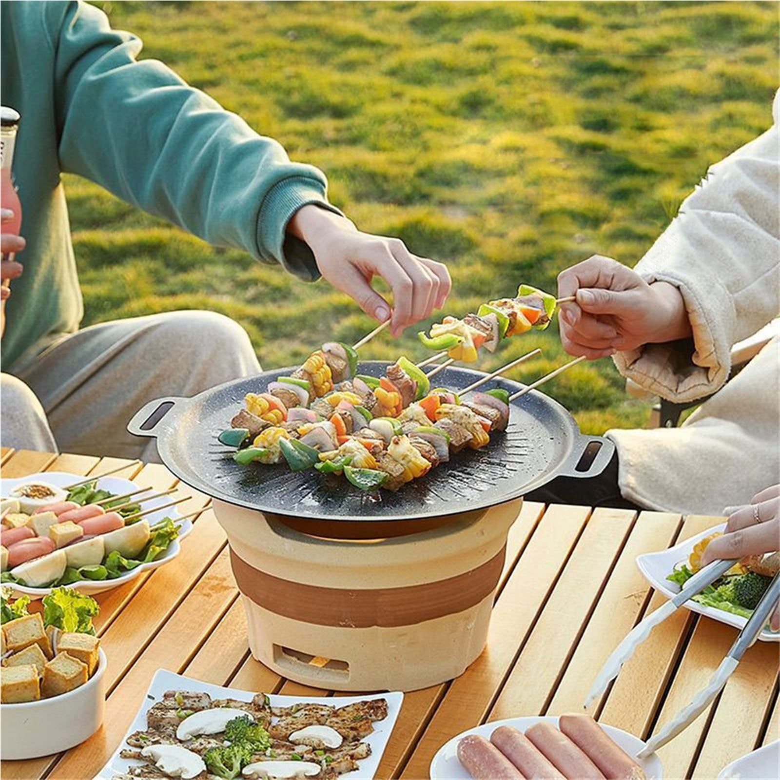 Korean Grill Pan with Non Stick BBQ Grill Pans for Indoor Cooking Compatible for Induction Gas Stove