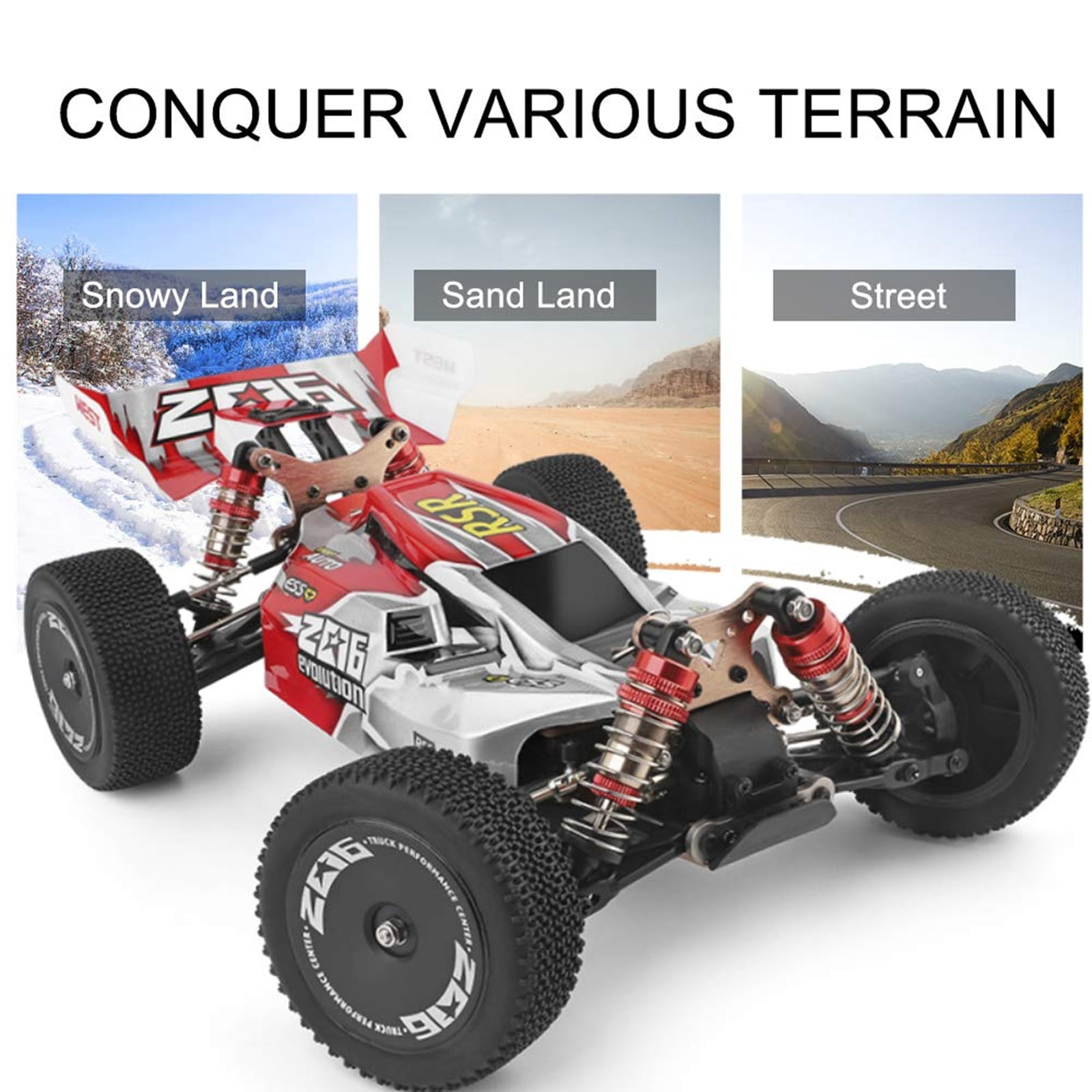 WLtoys 144001 RC Car, 4WD 2.4GHz 60km/h High Speed Remote Control Car Off-Road RC Trucks, 1:14 Scale RC Buggy with RTR Aluminum Alloy Chassis 550 Motor