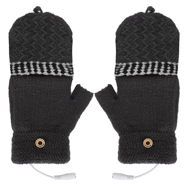 Guantes Calentados por USB ANGGREK Guantes Térmicos Recargables de Lana de Medio Dedo