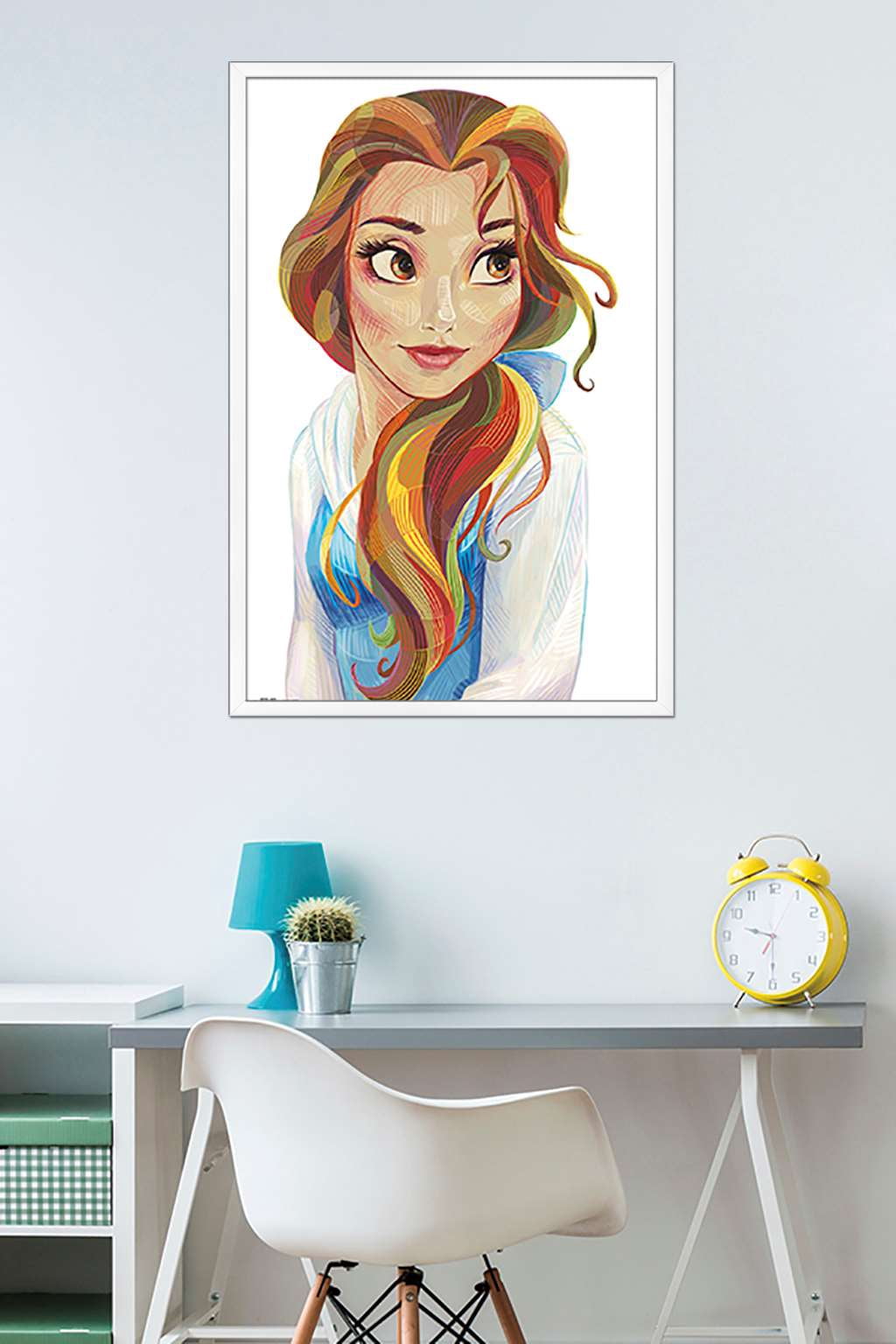 Disney Beauty And The Beast - Belle - Stylized Wall Poster, 22.375" x 34", Framed