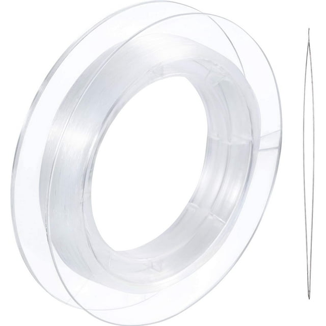 200 m Clear Nylon Invisible Thread String for Hanging Christmas Ornaments, Bracelet Making, Sew Hobby, Clear Beading Thread with Bead Needle (0.25mm)