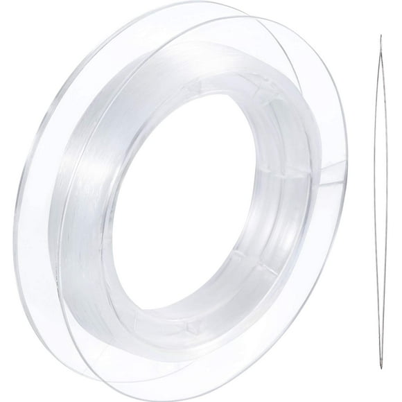 200 m Clear Nylon Invisible Thread String for Hanging Christmas Ornaments, Bracelet Making, Sew Hobby, Clear Beading Thread with Bead Needle (0.25mm)