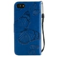 thumbnail image 6 of for iPhone SE 2022/ SE 2020/ 8/ 7 Wallet Case, Kickstand Case Credit Card Holder, Embossed Butterfly Pattern with Strap Premium PU Leather Magnetic Closure Shockproof Protective Flip Cover, Blue, 6 of 6