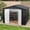 Black, variant on Uforic 7x5ft Metal Outdoor Storage Shed, Waterproof Heavy Duty Storage Unit with Lockable Door & Ventilation, Outdoor Tool Shed for Bike, Lawn Mower, Garden Tools, Backyard Patio Lawn Use, White