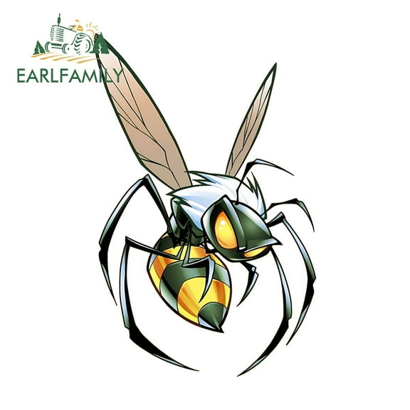 EARLFAMILY 5.1 Inch Angry Bee Cartoon Car Stickers Motorcycle Windshield Skateboard Occlusion Scratch JDM Decals Personality Waterproof Car Accessories
