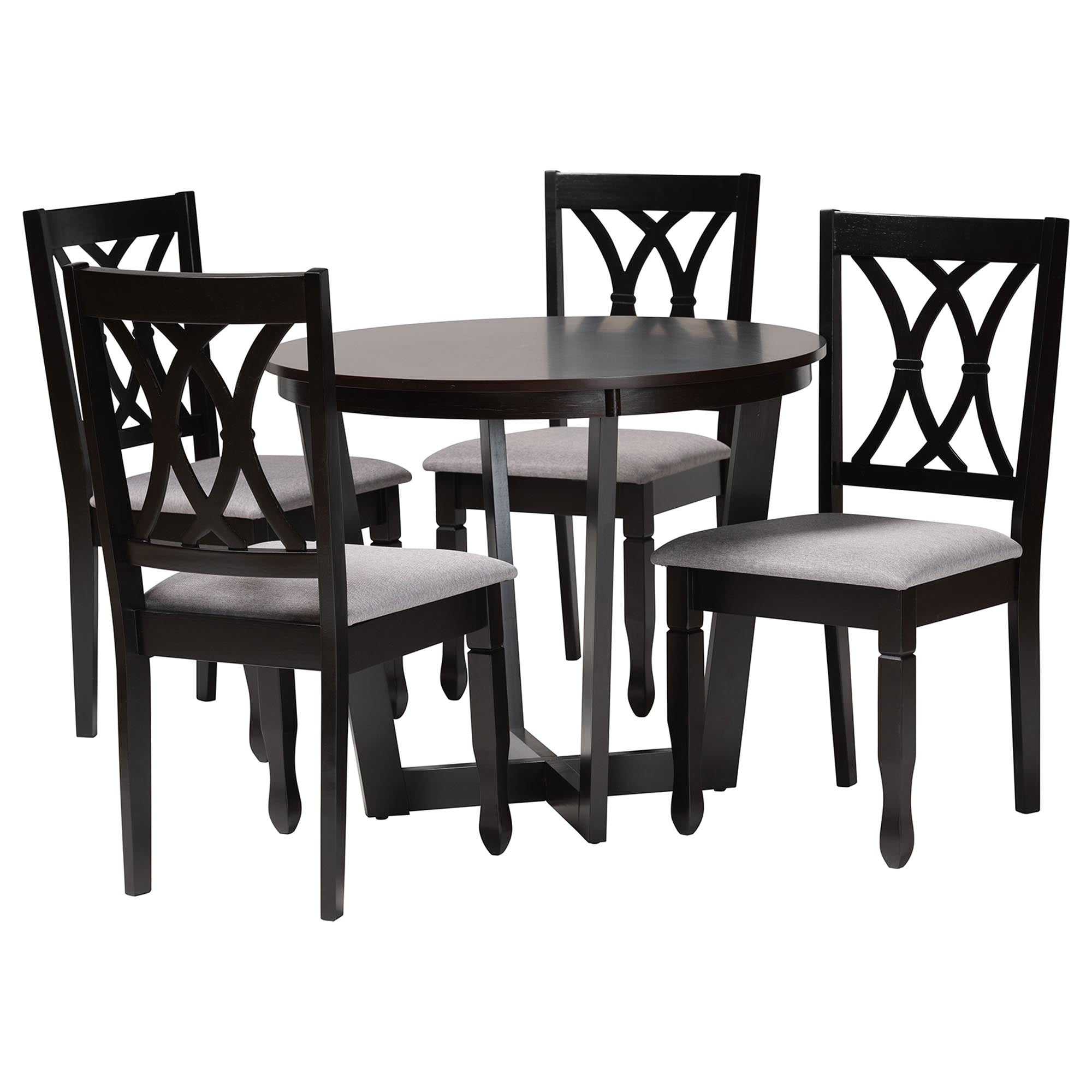 Baxton Studio Aggie Modern Dining Set, 5-Piece Set, Dark Brown